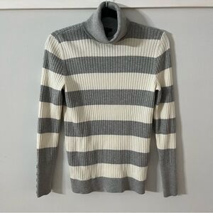 Talbots Turtleneck Sweater - Size Small - Gray & White Striped